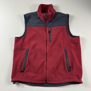 LL Bean Outdoors All Conditions Fleece Vest Men Large Polartec Wind Pro Red Gray